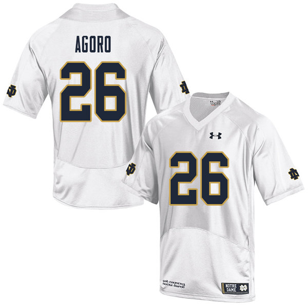 Men's NCAA Notre Dame Fighting Irish #26 Temitope Agoro Stitched College Under Armour Authentic White Big & Tall Football Jersey VQ10J17SS